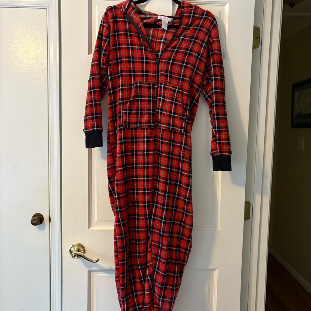 Red Plaid Womens Onesie